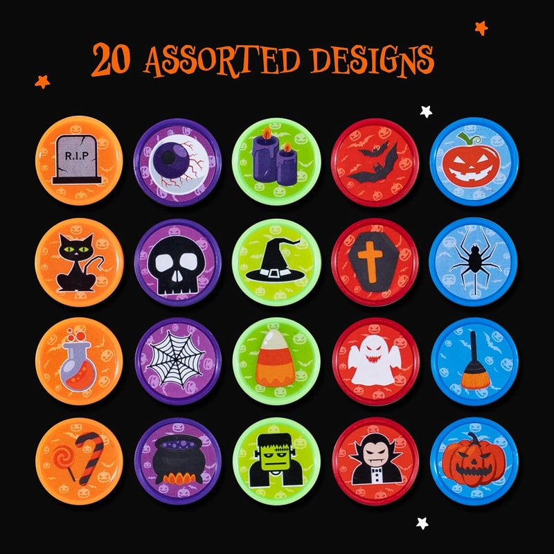 Confettiville Halloween Stamps, 20-Count Assorted Self-Inking Stamp Set, 20 Designs, Perfect for DIY Craft, Party Favors, Classroom Rewards - Image 4